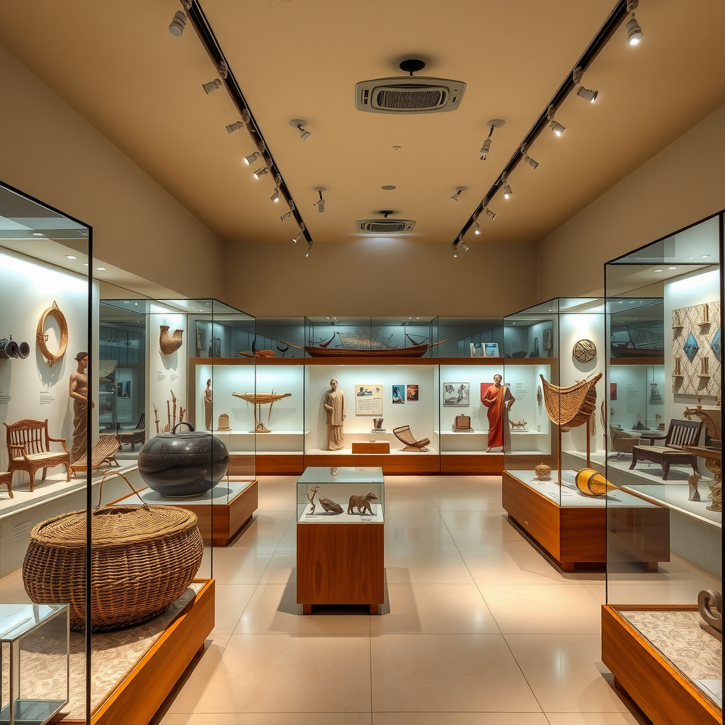 Dubai Museum interior exhibits displaying traditional Emirati lifestyle artifacts, pearl diving equipment, and historical dioramas
